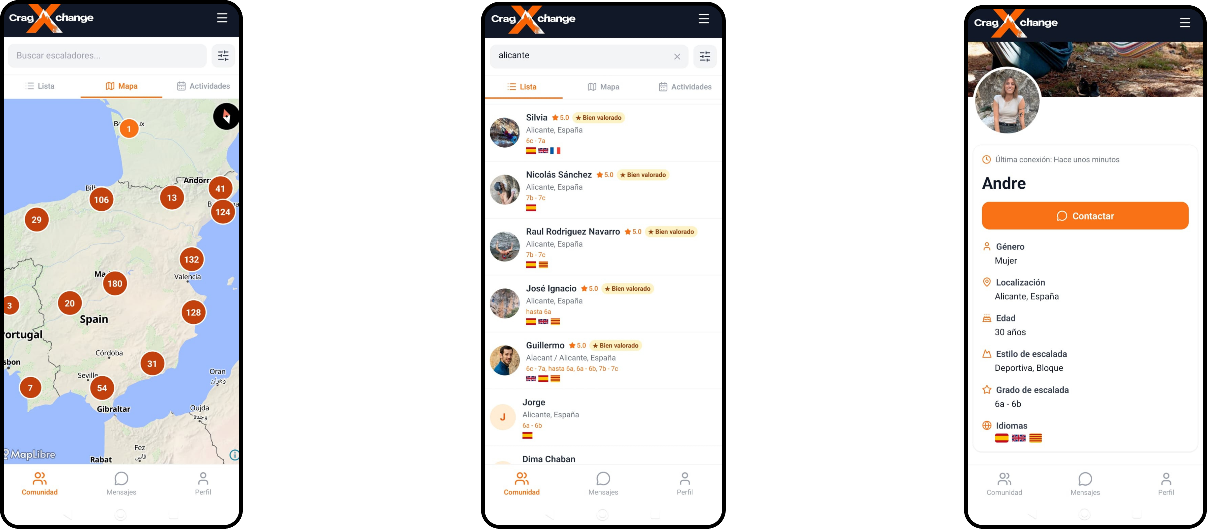 CragXchange Application Screens